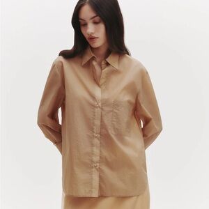 TWP Women's Khaki Nylon Button Down Shirt in Size P - NWOT